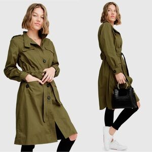 NWT belle & bloom Carlisle Button Front Trench Coat Large Boho Fairy Streetwear